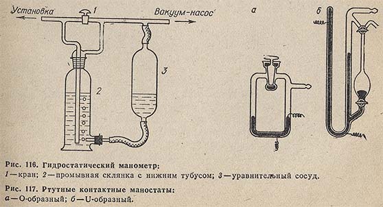 Гидростатический манометр. Ртутные контактные маностаты