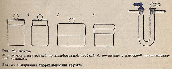 Бюксы и U-образная хлоркальциевая трубка