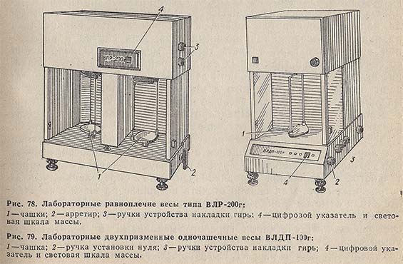 Лабораторные равноплечие весы типа ВЛР-200г и двухпризменные одночашечные весы ВЛДП-100г