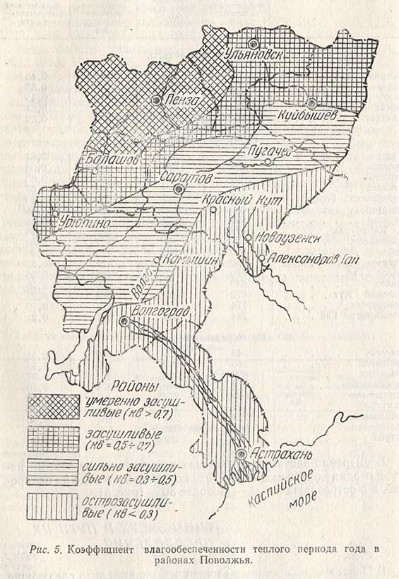 Коэффициент влагообеспеченности теплого периода года в районах Поволжья