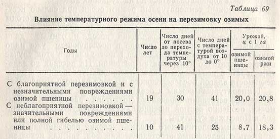 Влияние температурного режима осени на перезимовку озимых