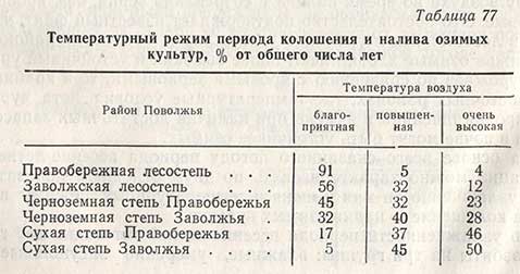 Температурный режим периода колошения и налива озимых культур