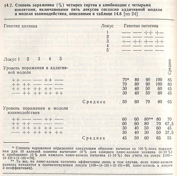 Степень заражения четырех сортов в комбинации с четырьмя изолятами