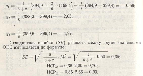 Эффект ОКС для диаллельного скрещивания