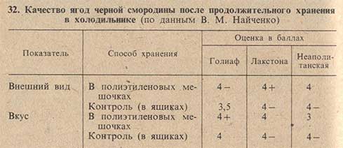 Качество ягод черной смородины после продолжительного хранения в холодильнике