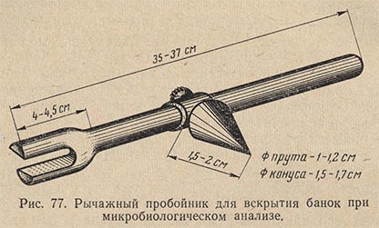 Рычажный пробойник для вскрытия банок при микробиологическом анализе