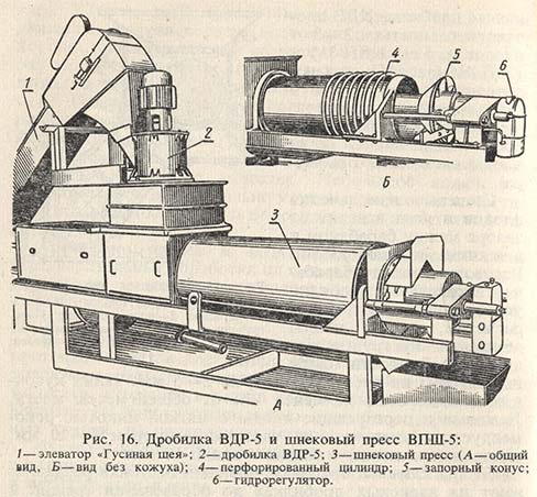 Дробилка ВДР-5 и шнековый пресс ВПШ-5