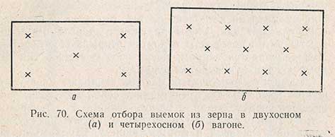 Схема отбора выемок из зерна в вагонах