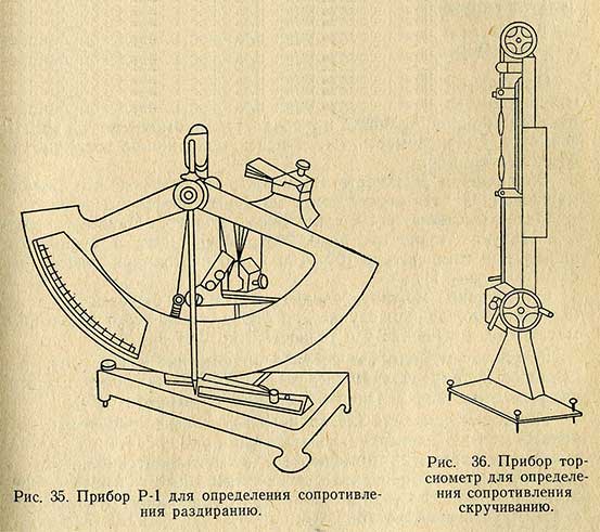 Прибор Р-1 для определения сопротивления раздиранию и прибор для определения сопротивления скручиванию