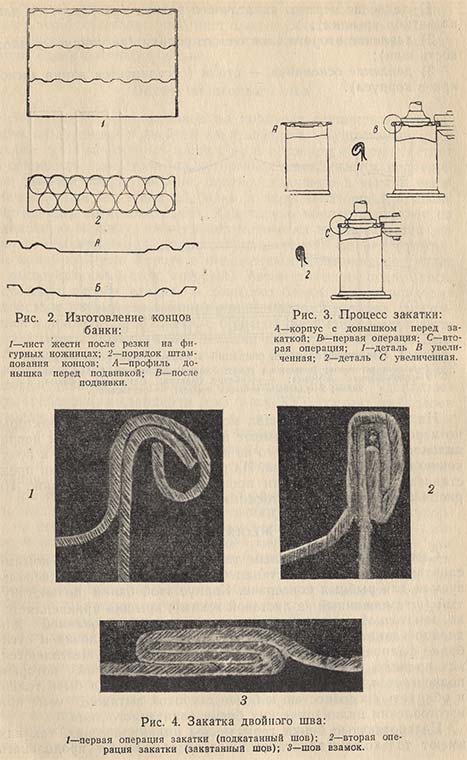 Изготовление концов банки, процесс закатки и закатка двойного шва
